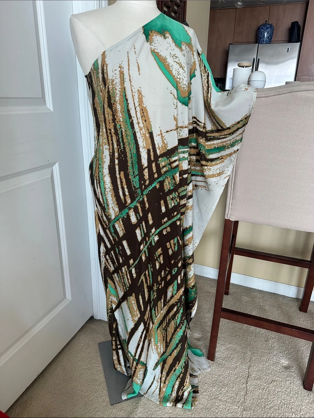 Ramona La Rue Renee Kaftan off shoulder maxi 100% silk